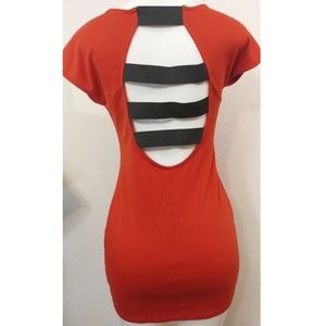 burnt orange Trac body con dress W elastic size M